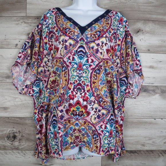 Nanette Lepore* Women's Short Sleeve V-Neck Front/Back BOHO Pullover Blouse~ XS - Picture 3 of 11
